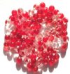 100 6mm Transparent Two Tone Crystal & Red Round Beads